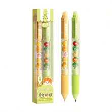 2pcs/Box Minimalist Cute Cartoon Erasable Gel Pens, Convenient Stress Relief Snack Themed Ballpoint Pens, 0.5mm Blue Ink, Creative DIY Beading Pens - Multicolor - View 9