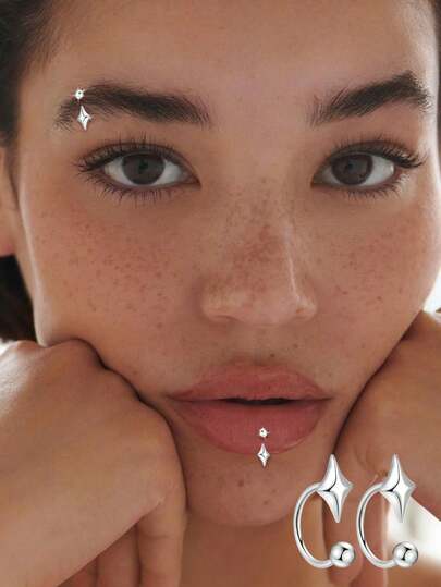 1枚925纯银十字螺旋弯曲眉环，简约独特设计，适合各种场合佩戴，即使睡觉时也可佩戴，唇环配饰