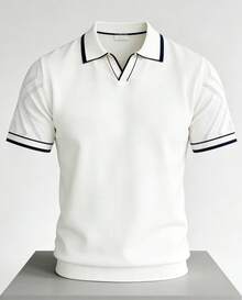 Áo thun nam tay ngắn cổ polo kẻ sọc GRDR, thiết kế thời trang, thích hợp mặc thường ngày. - trắng - Xem 5