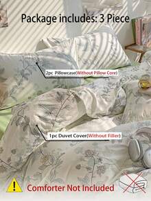 新款涤纶磨毛印花被套三件套，适合卧室床上用品 - 淡綠 - 查看 7