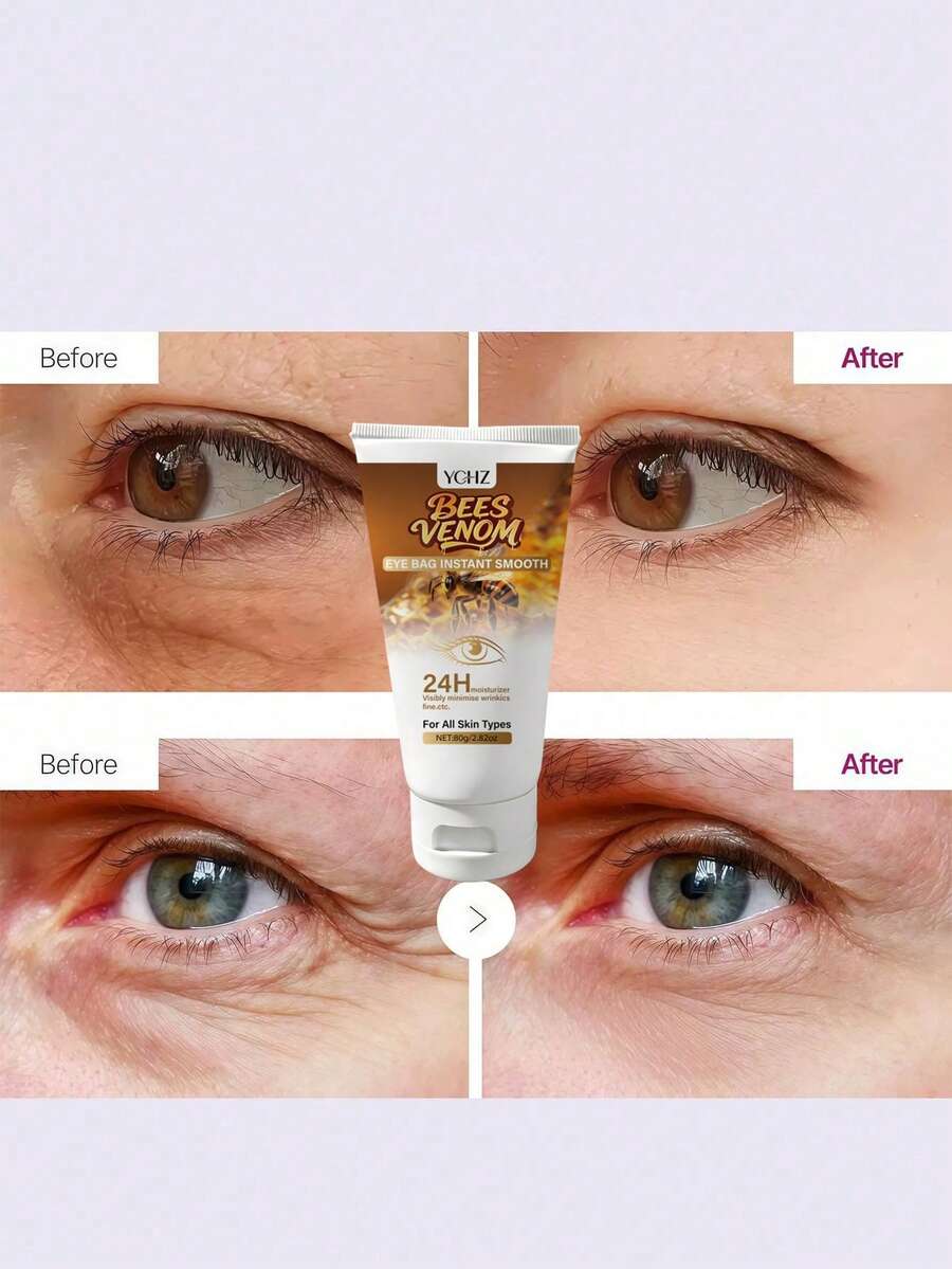 YCHZ 蜂毒胶原蛋白紧致眼霜 - 24小时深层补水，淡化黑眼圈；低敏纯素配方；无动物实验；男女皆宜的成人护肤品；专为减少眼袋和皱纹而设计；无需用电；日常护肤必备；时尚包装；保湿成分 - 80克 - 80g - 查看 1