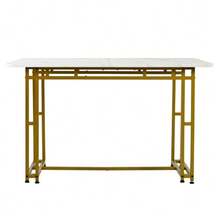 120x70cm Lightweight Luxury Dining Table (1-Pc), Metal Frame, Rectangular Dining Table, Modern Kitchen Table With Metal Legs For Dining Room/Living Room, Golden Table Legs - Gold - View 6