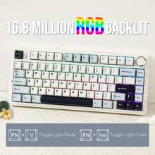 AULA F75 Wireless Mechanical Keyboard Bluetooth 2.4G RGB Customized 75% Layout PBT Keycaps RGB Backlight Wired Gaming Keyboard Rechargeable 4000mAh Metal OEM Profile Gasket Structure Personal Comp - 查看 8