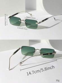 1pc Men's Rimless Heart Pattern Metal  With Thick Arm And Accessories, Suitable For Driving And Fashion (Including Glasses Case And Glasses Rope) Vintage  ,School Beach Accessories   Shades For Summer Beach Vacation,Outdoor,Travel2026 - 漸變橄欖綠 - 查看 3