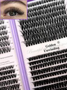 640PCS DIY Lash Extension Kit, 30D/40D/50D/60D Mix Individual Cluster Lashes With 2-In-1 Bond&Seal Remover Tweezers, 8-16MM Fluffy False Eyelashes For Home Salon - 黑色 - 查看 6