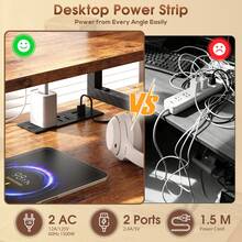 EnHomee 55"Gaming Desk Computer Desk With Power Outlets, Modern Desk Table Home Office Desk Vanity Table With Storage & Ergonomic Monitor Stand - View 5
