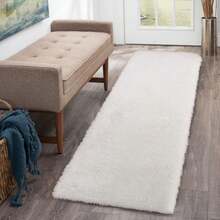 Runner Rug for Bedroom Living Room 2x6 Feet Shag Fluffy Area Rugs Soft Plush Carpet Thick Long Fur Rug for Hallway Beside Nursery Room Home Decor Mats White - 2 x 6 pies - Ver 1