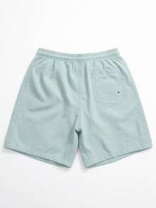 Einfarbige mintgrüne Herren-Shorts, weißer Kordelzug Gummibund, vielseitige Sommer-Hose - Minzgrün - Übersicht 4