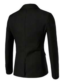 Áo khoác vest nam thanh lịch, cài một hàng khuy, kiểu dáng tối giản - màu đen - Xem 6