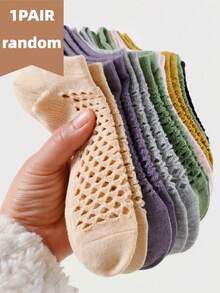 1/5/10 Pairs Women Invisible Socks, Hollow Mesh Low-Cut Ankle Socks, Casual Socks In Multiple Colors, Suitable For Daily Wear, Sneakers, Flats, Loafers - Multicolor - View 14