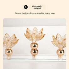 1 set Porte-bougie en cristal de luxe français en forme de fleur de lotus, décoration de table de dîner romantique à la bougie pour mariage, porte-bougie en verre pour décoration de la maison - chandelier - Voir 7
