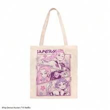 1 chiếc túi tote vải canvas in hình nhân vật HUNTRX trong series KPop Demon Hunters của Netflix, kiểu dáng thường ngày, màu pastel. - Nhiều màu - Xem 6
