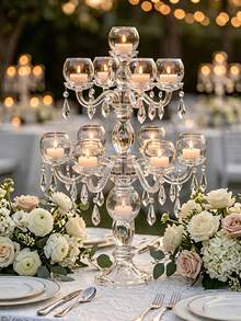 Wedding Floating Candle Holders, Floating Candlesticks Set, Clear Glass Candle Stands For Wedding Centerpieces, Party Table Decor, For Engagement Bridal Shower Table Decor & Romantic Dinner Setting - Multiple Styles - View 2