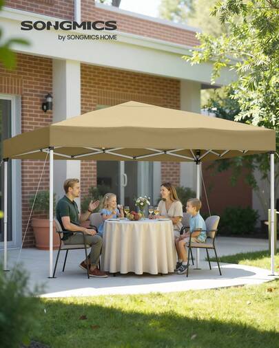SONGMICS 3 x 3 m Faltbarer Gartenpavillon, Partyzelt, Sonnenschutz, leichte Regenhülle, tragbar für Garten, Hof, Markt