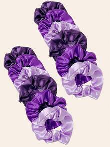 12/6pcs Satin Hair Scrunchies, Silk Hair Ties, Hair Accessories Holiday Accessories Hair Elastics Hair Rubber Bands Hair Rope Elastic Hair Tie - Purple - View 7