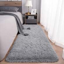 Rugs for Bedroom Long Plush 2x6 Feet Runner Rug for Living Room Ultra Soft Shaggy Carpet for Christmas Home Decor Fluffy Mat Faux Fur Rug for Bedside Nursery Room College Drom Grey - Camino de mesa de 2 x 6 - Ver 2