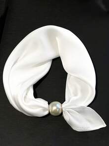 1条头巾式时尚珍珠磁扣围巾，新款艺术装饰颈巾，可搭配连衣裙 - 彩色 - 查看 13