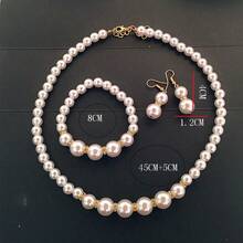 4pcs/Set Faux Pearl Necklace Jewelry Set For Women - Gold - View 5