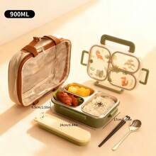 900ML 304 Stainless Steel Lunch Box With Compartments,Divided Bento Box, Sealed Leak-Proof Lunch Container, Portable Large Capacity Fruit Salad Food Storage Container,Hot Water Heatable,Dishwasher & Microwave Allowable,Suitable For Students And Adults Use In Home, School, Office, Picnic,Back To School - Multicolor - View 21