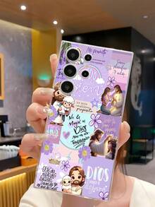 1pc Jesus Cross Flower Lamb Slogan Soft Phone Case Compatible With Huawei Honor, Galaxy, - Clear - View 4