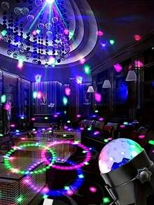 Mini Magic Ball Projector Light, 7-Color Changing Remote Control Atmosphere Lamp, Bedroom Decor Party Light, Holiday Gift - Black - View 5
