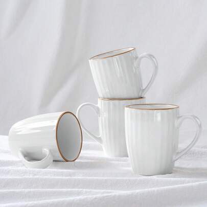Richmount Juego de 4 tazas de café de 14 oz, duraderas y elegantes, con textura delicada