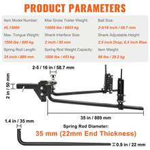 Weight Distribution Hitch, 1,500 Lbs Weight Distributing Hitches Kit With Sway Control For Trailer, 2-In Solid Steel Shank, 2-5/16 In Alloy Steel Ball, Powder Coated Load Leveling Hitch, Black - 1,500 Lbs - View 11
