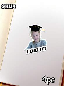 4/8/16pcs Customized Kindergarten Graduation Face Stickers - Personalized Kindergarten Graduation Face Stickers, 3 Styles Available | Cute Children's Graduation Gift | Graduation Party Decoration And Photo Album Stickers - Multicolor - View 16