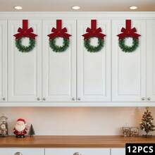 Christmas Kitchen Cabinet Wreath Hanging Mini Wreath With Ribbon Bows And Berries For Wall Front Door Party Decorations - D - View 6