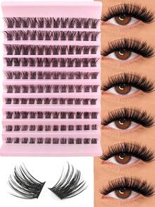 Hinarin 1盒/120片 D卷翘嫁接单根浓密假睫毛，打造自然浓密妆效，DIY居家美睫，睫毛簇，单根假睫毛，假睫毛 - 查看 2