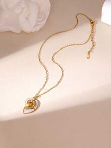 1 chiếc dây chuyền mặt dây điều chỉnh được bằng thép không gỉ mạ vàng 18K với họa tiết sinh vật biển như rùa, cá, vỏ sò và sao biển, thích hợp cho phụ nữ đeo hàng ngày và đi nghỉ mát. - Vàng - Xem 6