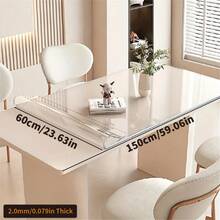 1pc 2.0mm Thick Pvc Transparent Tablecloth Desk Mat Protective Film, Waterproof, Oil Proof, Heat Resistant, Suitable For Table Cover, Tea Table, Bedside Table, Computer Desk, Office - White - View 44