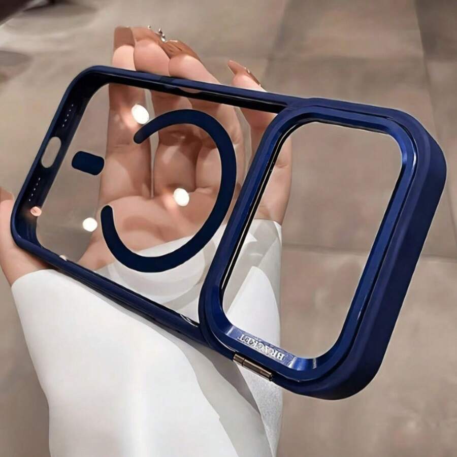 高级超强防护磁吸防摔手机壳，适用于 Air 17/16/15/14/13/12/11 Pro Max Plus，带支架和后盖玻璃镜头保护 - 藍色 - 查看 1