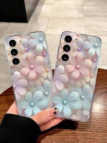 1 chiếc ốp lưng điện thoại mềm mại họa tiết hoa ngọc trai, tương thích với Honor, Galaxy A04e/12/A13/A14/A34/A50/A52/A53/A54/S21/S22/S23/S24/S25/S25Ultra/S26/S26 PLUS/S26 ULTRA, 6A/7A/8A, 12T/13T - Trong sáng - Xem 2