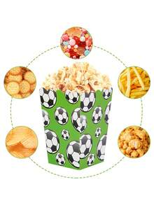 10/20/40pcs Football Themed Popcorn Boxes, 2 Colors White And Green, 7.3cm X 5.6cm X 10.7cm Paper Snack Boxes, Suitable For Sports Themed Parties, Birthdays, Game Days, Tailgate Parties, Movie Nights Candy Snack Containers, Suitable For Men And Women - Multicolor - View 6