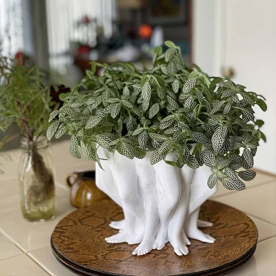 1pc Creative Human Body Shaped Drainage Hole Design Resin Flower Pot, Artistic Desktop Planter, Home Decor Accessory, Creative Housewarming Gift - Flowerpot - View 1