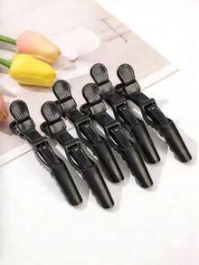 12pcs Salon Crocodile Clips, Plastic Partition Clips, Hair Clips, Evening Dress Clips, Makeup Clips, Hair Styling Tools, Multi-Color, Cute Salon Clips For Daily Use, Suitable For Home Salon Partition Hair Styling Tools, Daily Outdoor Travel, Party Gifts - Black - View 6