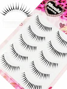 5 Cặp lông mi hoạt hình, lông mi Manga, hiệu ứng trang điểm tự nhiên, lông mi kiểu nhọn, lông mi hoạt hình, trang điểm lông mi trên đơn giản, trang điểm mắt hàng ngày, lông mi giả, lông mi dán, lông mi giả dạng dải. - màu đen - Xem 6
