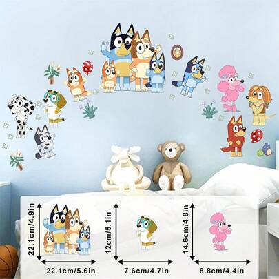  Bluey Theme Best-Selling Bedroom, Living Room And Bathroom Decoration Self-Adhesive Wall Stickers Featuring Cute Cartoon And Anime Dog Images In PVC Material