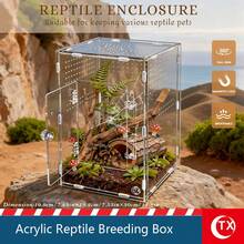 Large Transparent Acrylic Reptile Habitat, Stackable Breeding Box, Suitable For Lizards, Geckos, Parrots, Quails, Insects And Other Pets. Made Of High-Strength Transparent Acrylic Material With Ventilation Design, Easy To Assemble And Clean. Multi-Functional Terrarium, Applicable For Pet Breeding, Landscape Decoration, And Small Animal Housing. Lightweight And Durable Terrarium, Stackable Design To Save Space, Ideal For Reptiles, Birds, Insects And Small Pets. - Multicolor - View 4