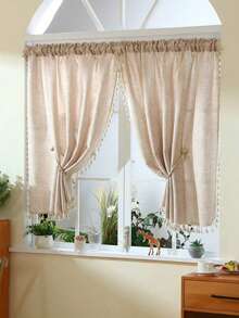 1 buah Tirai Linen Modern Tipis - Gaya Linen Jepang, Desain Kantong Batang, Cocok Untuk Ruang Tamu Dan Kamar Tidur - Tirai Tipis Dan Penyaring Cahaya, Tirai Ruang Tamu, Tirai Kamar Tidur (Pengikat Tirai Tidak Termasuk) - MultiWarna - View 2