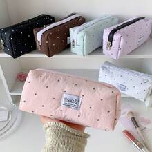 Large Capacity Polka Dot Pencil Case, Portable Storage Pouch, Minimalist Cute Cosmetic Bag, Jewelry Makeup Brush Organizer - Multicolor - View 3