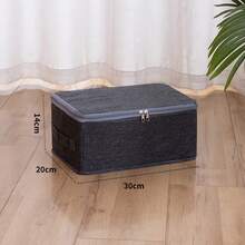 1PC Gray Foldable Storage Box With Zipper & Lid, Large-Capacity Clothes & Quilt Organizer, Home Storage & Organization, Minimalist Style, Linen-Like Fabric Material, Cube Shape, With Reinforced Handles & Dual Zippers, Dustproof & Stackable Function, For Wardrobe/Bedroom/Closet, Minimalist & Practical, For Adults/Families/Renters, Housewarming Gift - Multicolor - View 14