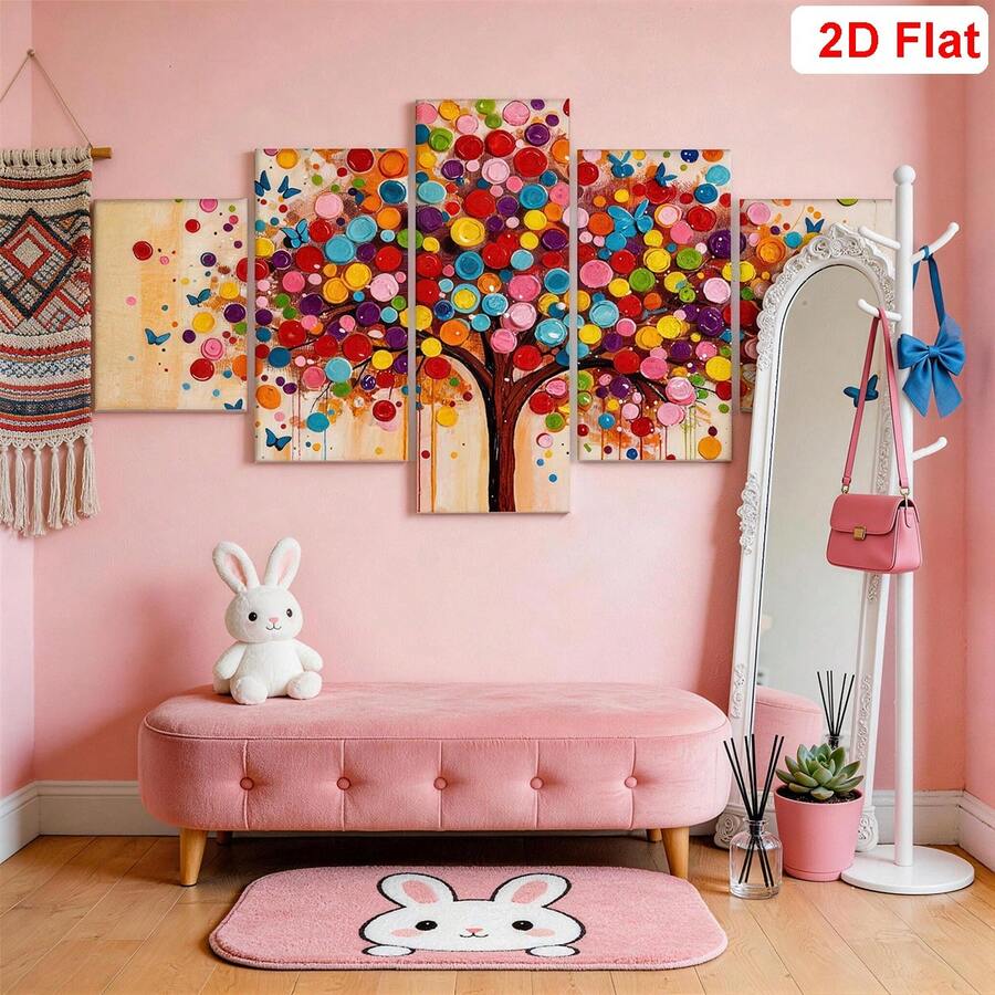 Conjunto de 5 pôsteres botânicos grandes, arte abstrata em tela para parede, impressões em tela de árvores coloridas, pôsteres emoldurados da Árvore da Alegria para sala de estar, quarto, escritório, presente para o Dia das Mães e decoração de casa.