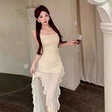 Women Long Dresses - Apricot - View 6