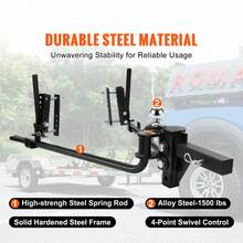 Weight Distribution Hitch, 1,500 Lbs Weight Distributing Hitches Kit With Sway Control For Trailer, 2-In Solid Steel Shank, 2-5/16 In Alloy Steel Ball, Powder Coated Load Leveling Hitch, Black - 1,500 Lbs - View 2