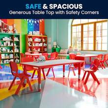 Wren 23.625''W x 47.25''L Rectangular Red Plastic Height Adjustable Activity Table with Grey Top - Rojo - Ver 6