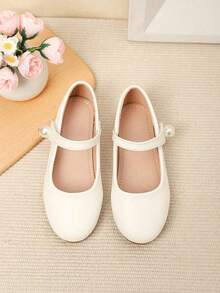 1 Pair Minimalist Elegant Solid Color Flats, Suitable For Girls/Kids Daily Wear, Spring/Summer - Beige - View 6