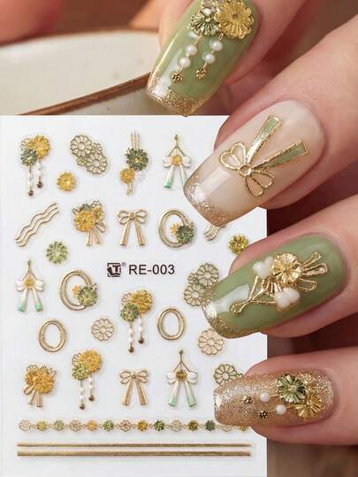 מדבקות ציפורניים ג'ל 5D, מדבקות ג'ל רדיד מעודנות, אביזרי ציפורניים עמידים למים, מתאים למסיבות, לבוש יומיומי, פסטיבלים, מתנה נהדרת לחברות