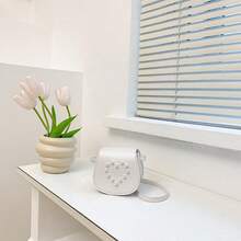 Túi đeo vai hình trái tim đính ngọc trai dễ thương, túi xách nhỏ đeo chéo bằng da PU dành cho nữ. - A - Xem 8